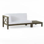 Ensemble causeuse et table basse d'extérieur Brava en bois d'acacia avec accoudoir gauche et coussin par Christopher Knight Home