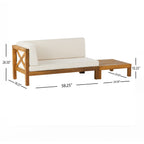 Ensemble causeuse et table basse d'extérieur Brava en bois d'acacia avec accoudoir gauche et coussin par Christopher Knight Home