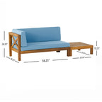Ensemble causeuse et table basse d'extérieur Brava en bois d'acacia avec accoudoir gauche et coussin par Christopher Knight Home