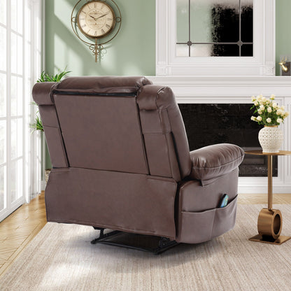 Fauteuil inclinable de massage en cuir respirant, canapé de salon manuel inclinable avec massage 8 points et chauffage