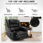 Fauteuil inclinable de massage en cuir respirant, canapé de salon manuel inclinable avec massage 8 points et chauffage