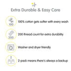 Taie d'oreiller en percale de coton BreathableBaby, pour oreiller pour enfant de 13 x 18/33 x 46 cm, couleur unie (lot de 2)