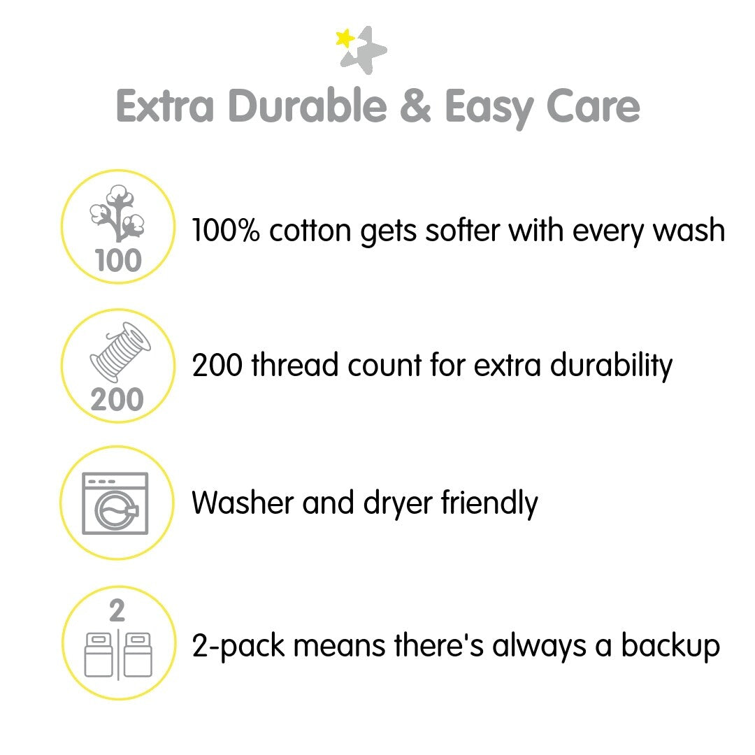 Taie d'oreiller en percale de coton BreathableBaby, pour oreiller pour enfant de 13 x 18/33 x 46 cm, couleur unie (lot de 2)
