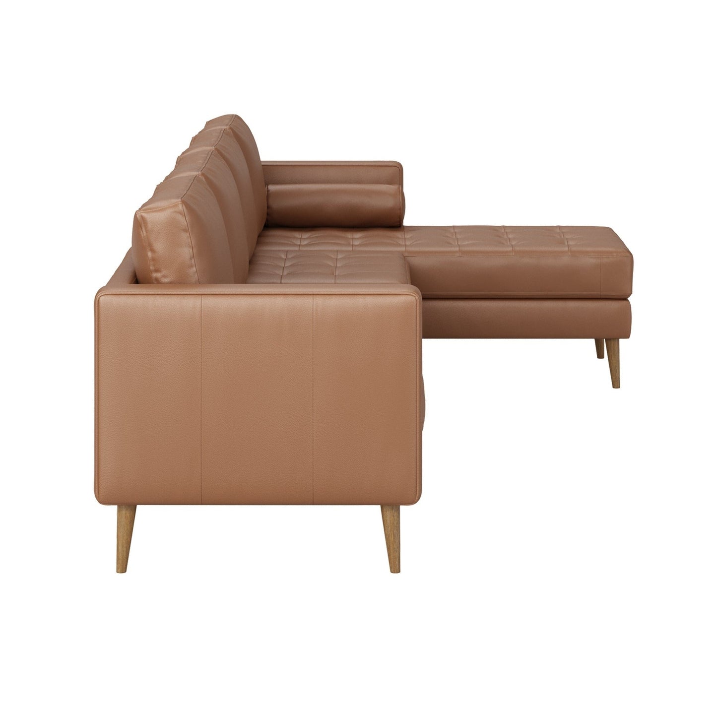 Canapé Breeze Mid-Century moderne, canapé en cuir avec coussin capitonné et cadre en bois massif