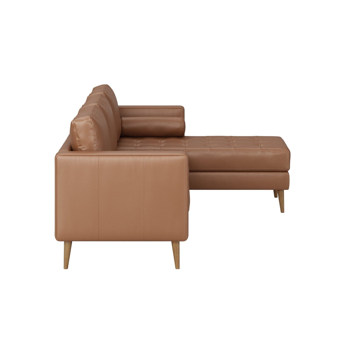 Canapé Breeze Mid-Century moderne, canapé en cuir avec coussin capitonné et cadre en bois massif