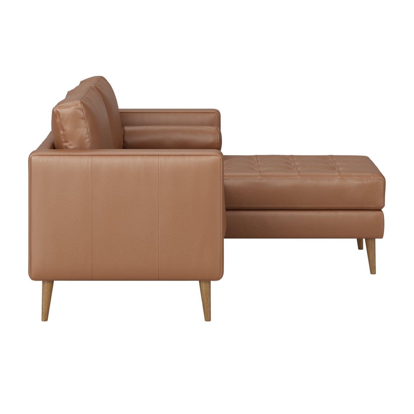 Canapé Breeze Mid-Century moderne, canapé en cuir avec coussin capitonné et cadre en bois massif