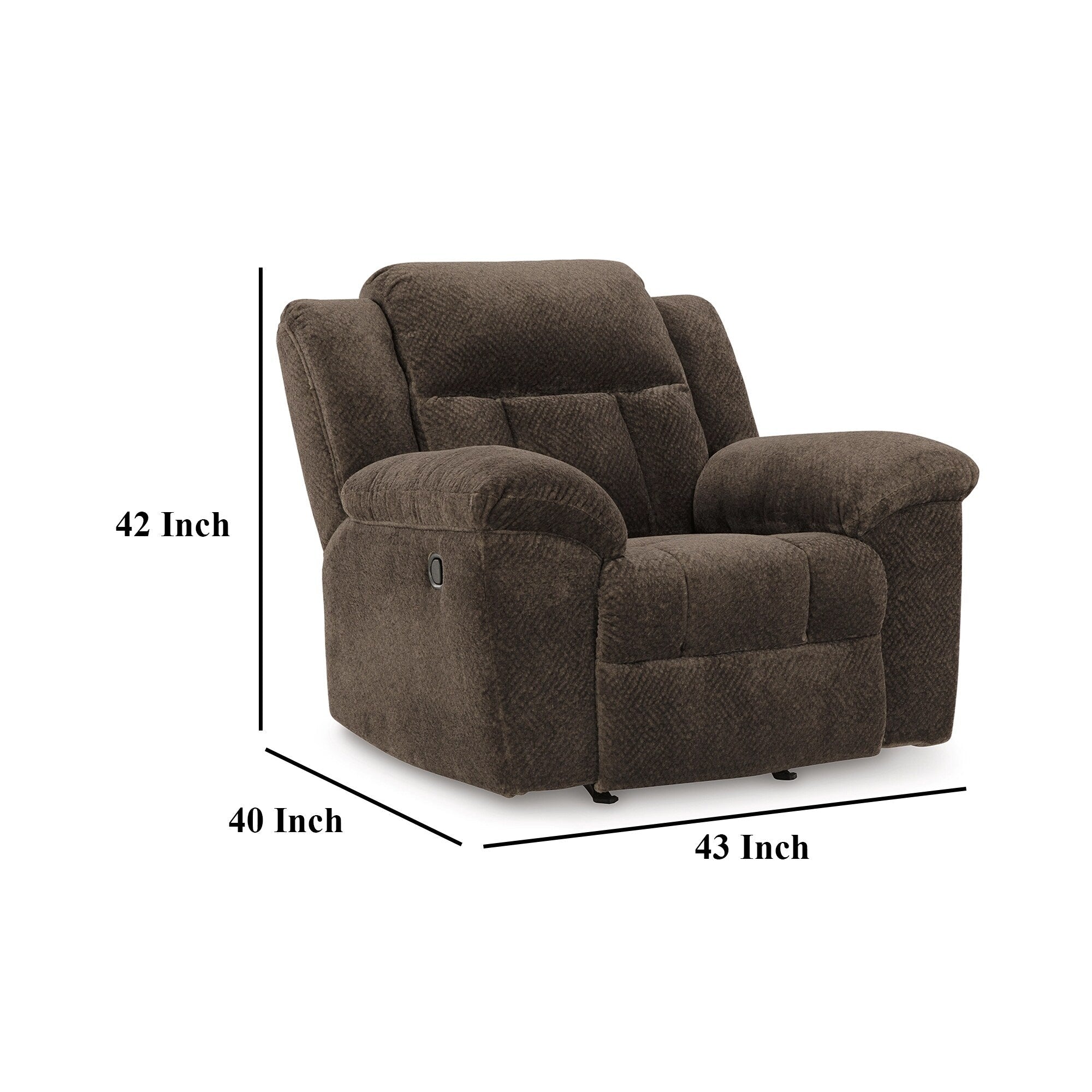 Fauteuil inclinable à bascule manuel Briar, polyester marron, accoudoirs coussinés