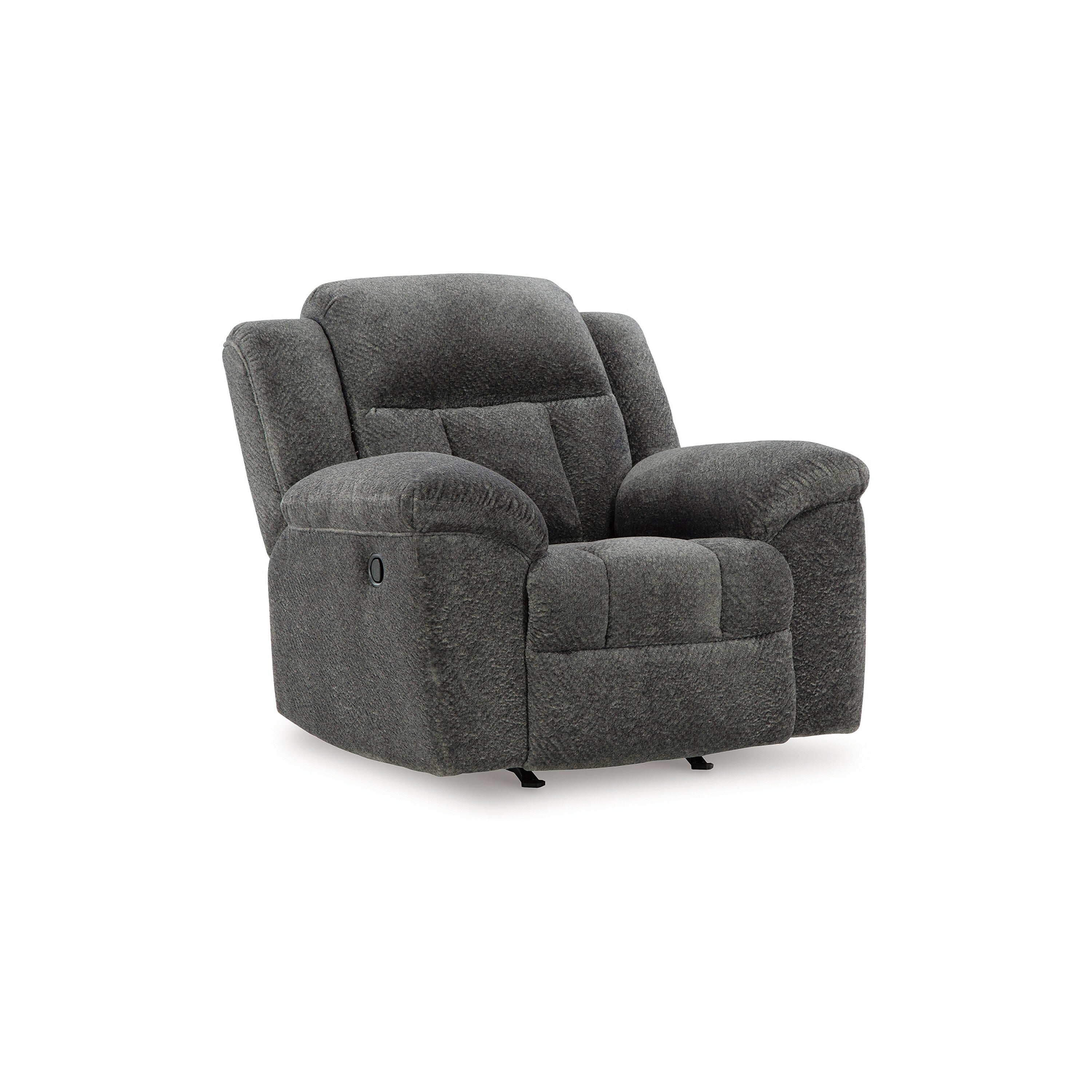 Fauteuil inclinable manuel à bascule Briar, polyester gris foncé, accoudoirs coussinés