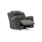 Fauteuil inclinable manuel à bascule Briar, polyester gris foncé, accoudoirs coussinés