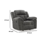 Fauteuil inclinable manuel à bascule Briar, polyester gris foncé, accoudoirs coussinés