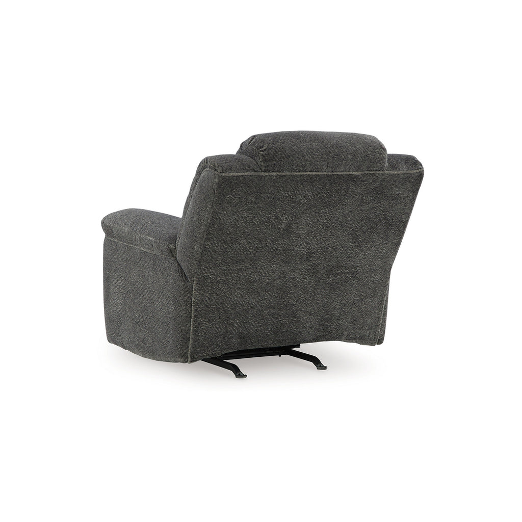 Fauteuil inclinable manuel à bascule Briar, polyester gris foncé, accoudoirs coussinés