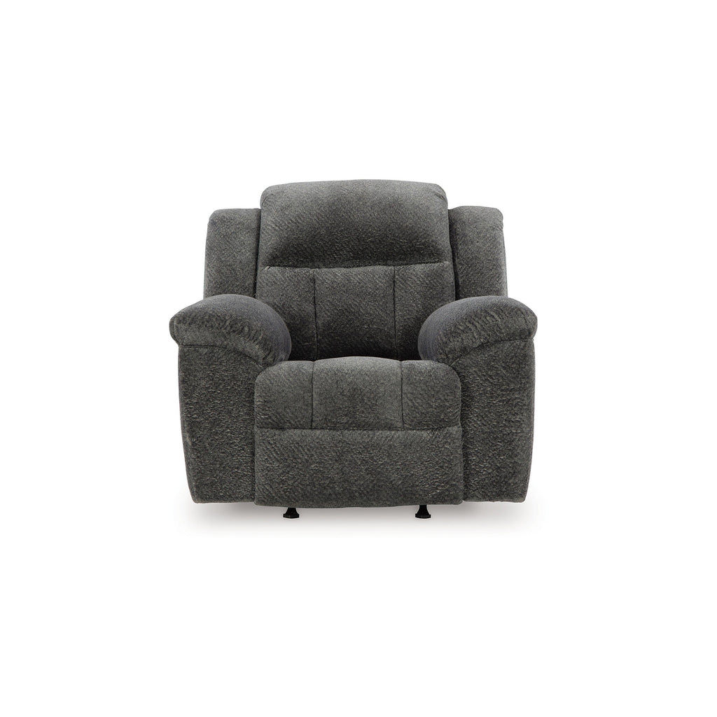 Fauteuil inclinable manuel à bascule Briar, polyester gris foncé, accoudoirs coussinés