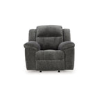 Fauteuil inclinable manuel à bascule Briar, polyester gris foncé, accoudoirs coussinés