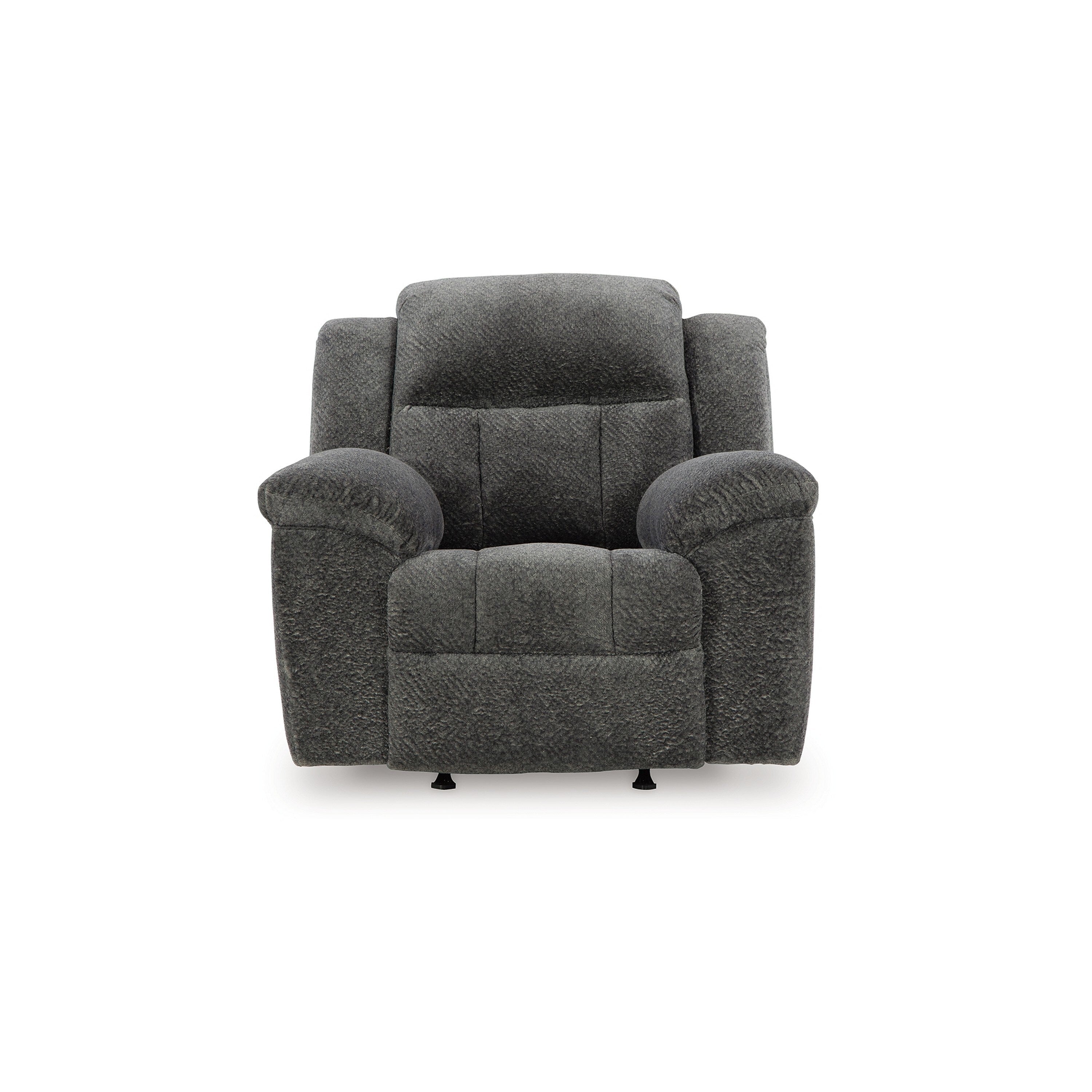 Fauteuil inclinable manuel à bascule Briar, polyester gris foncé, accoudoirs coussinés