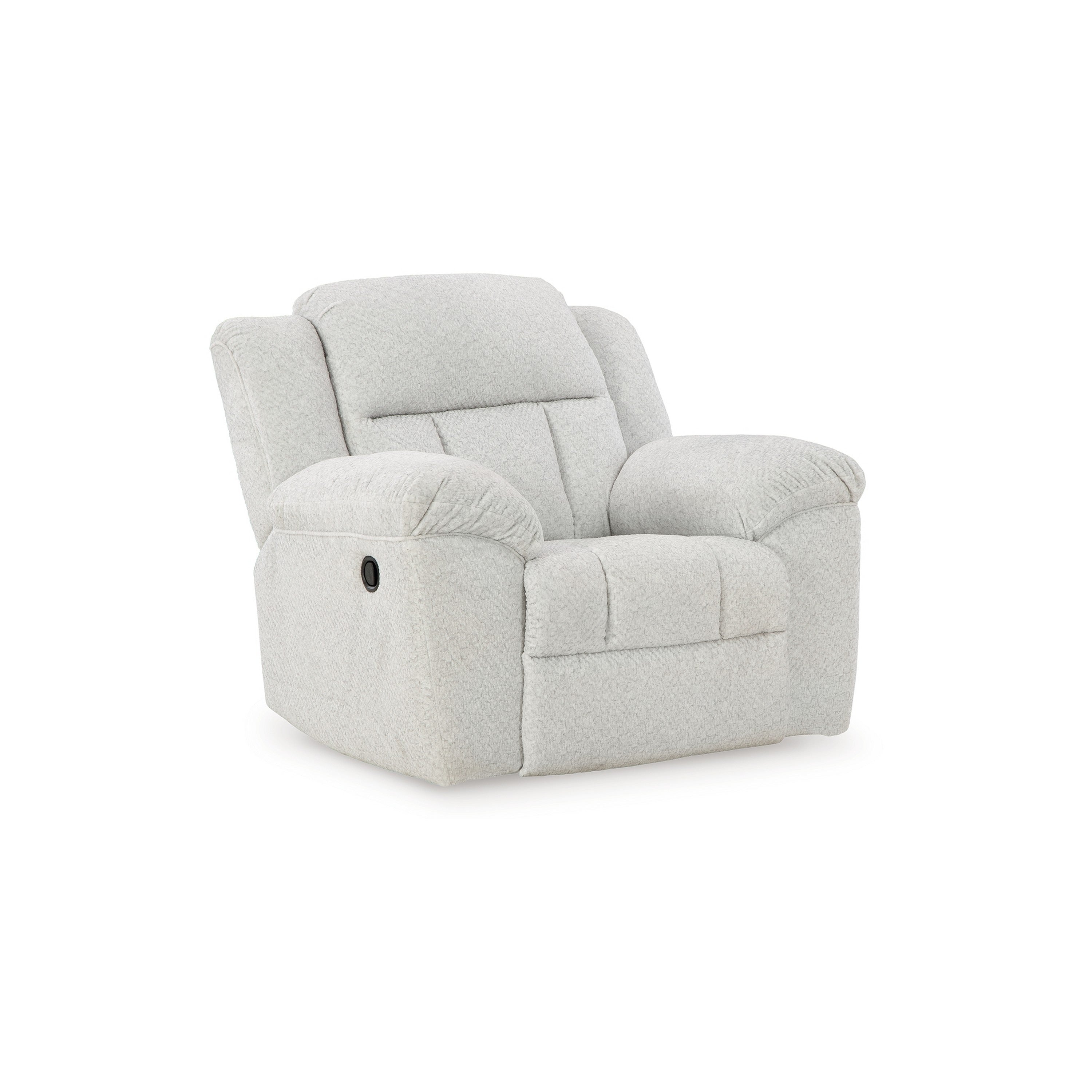 Fauteuil inclinable manuel à bascule Briar, polyester blanc, accoudoirs coussinés