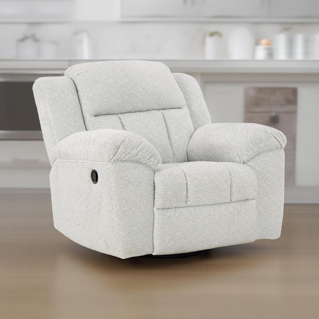 Fauteuil inclinable manuel à bascule Briar, polyester blanc, accoudoirs coussinés