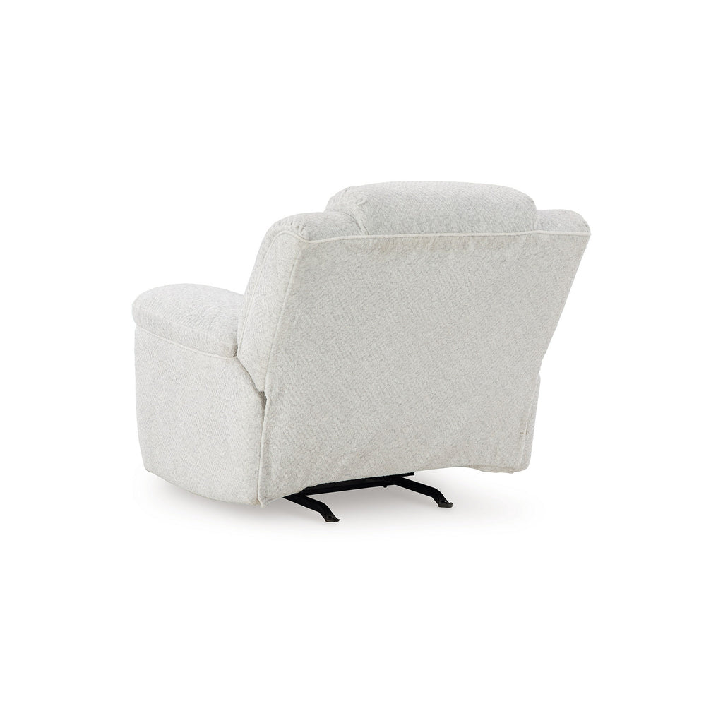 Fauteuil inclinable manuel à bascule Briar, polyester blanc, accoudoirs coussinés