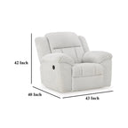 Fauteuil inclinable manuel à bascule Briar, polyester blanc, accoudoirs coussinés