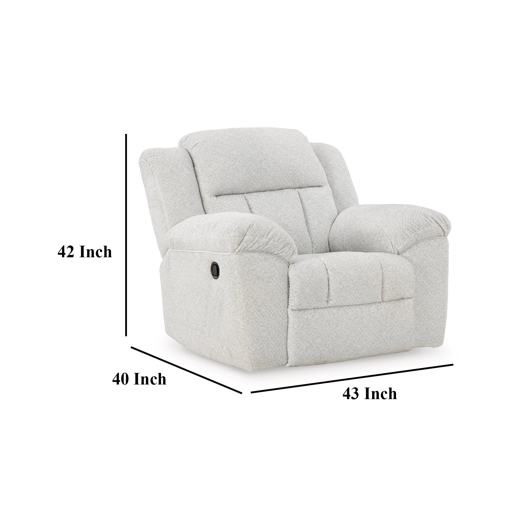 Fauteuil inclinable manuel à bascule Briar, polyester blanc, accoudoirs coussinés