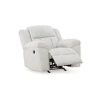 Fauteuil inclinable manuel à bascule Briar, polyester blanc, accoudoirs coussinés