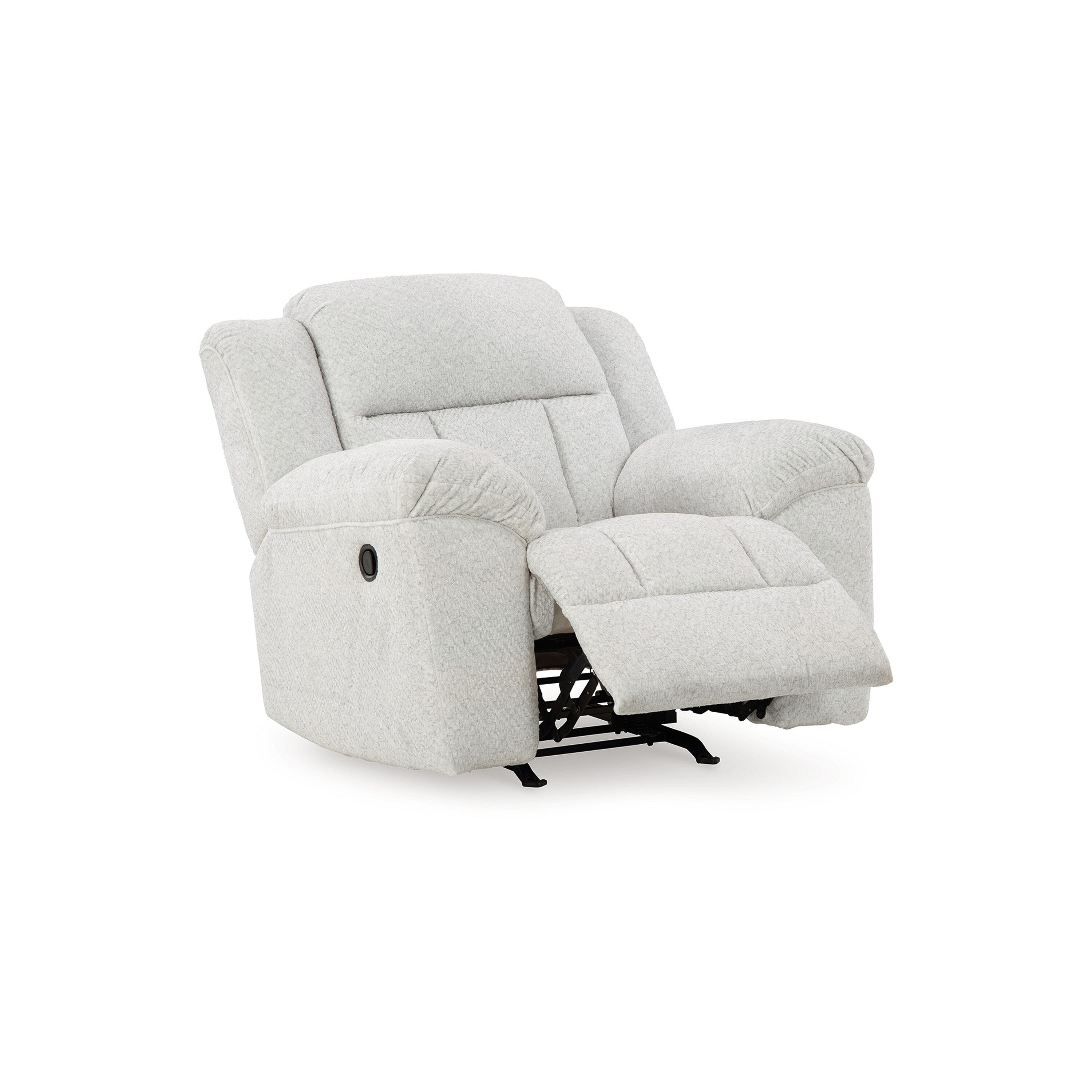 Fauteuil inclinable manuel à bascule Briar, polyester blanc, accoudoirs coussinés