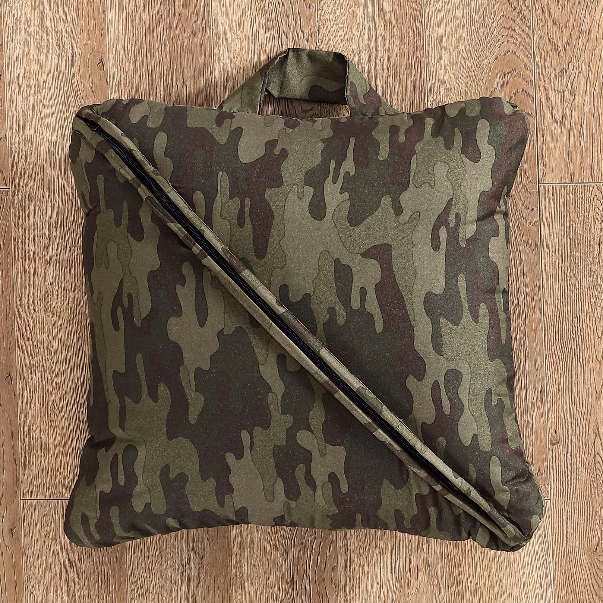Tapis de sieste pliable Brielle Home imprimé camouflage vert avec oreiller intégré