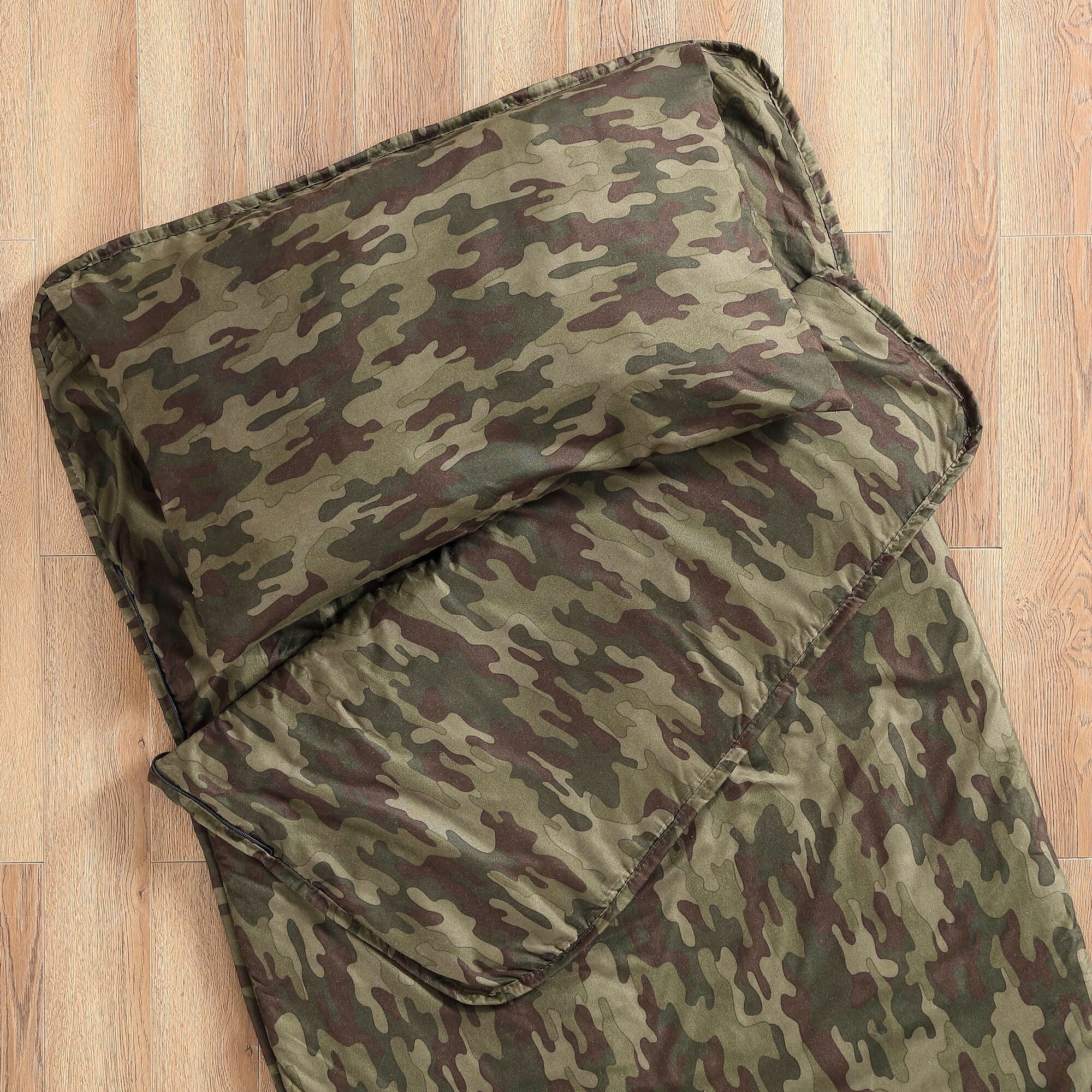 Tapis de sieste pliable Brielle Home imprimé camouflage vert avec oreiller intégré