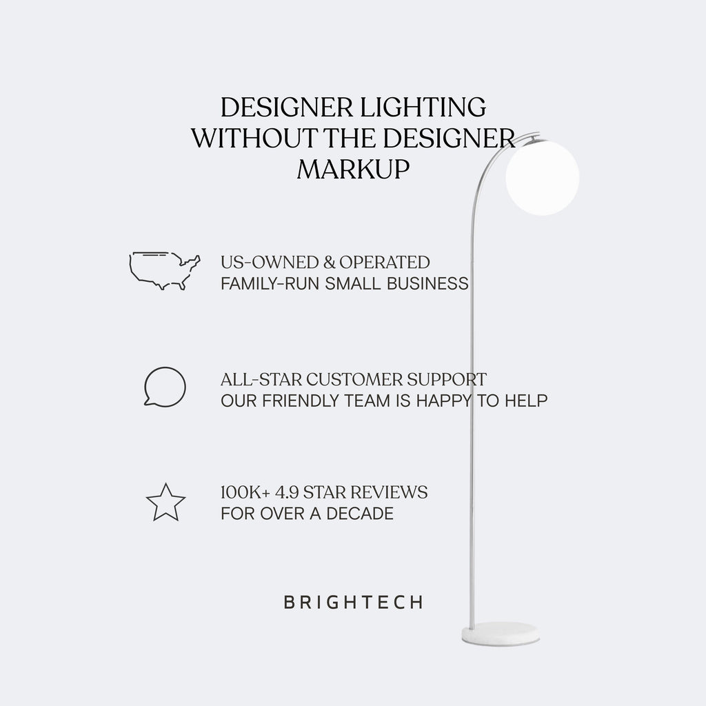 Lampadaire industriel Brightech Leaf de 53 po à DEL à intensité variable à 3 voies avec abat-jour empire en métal laiton