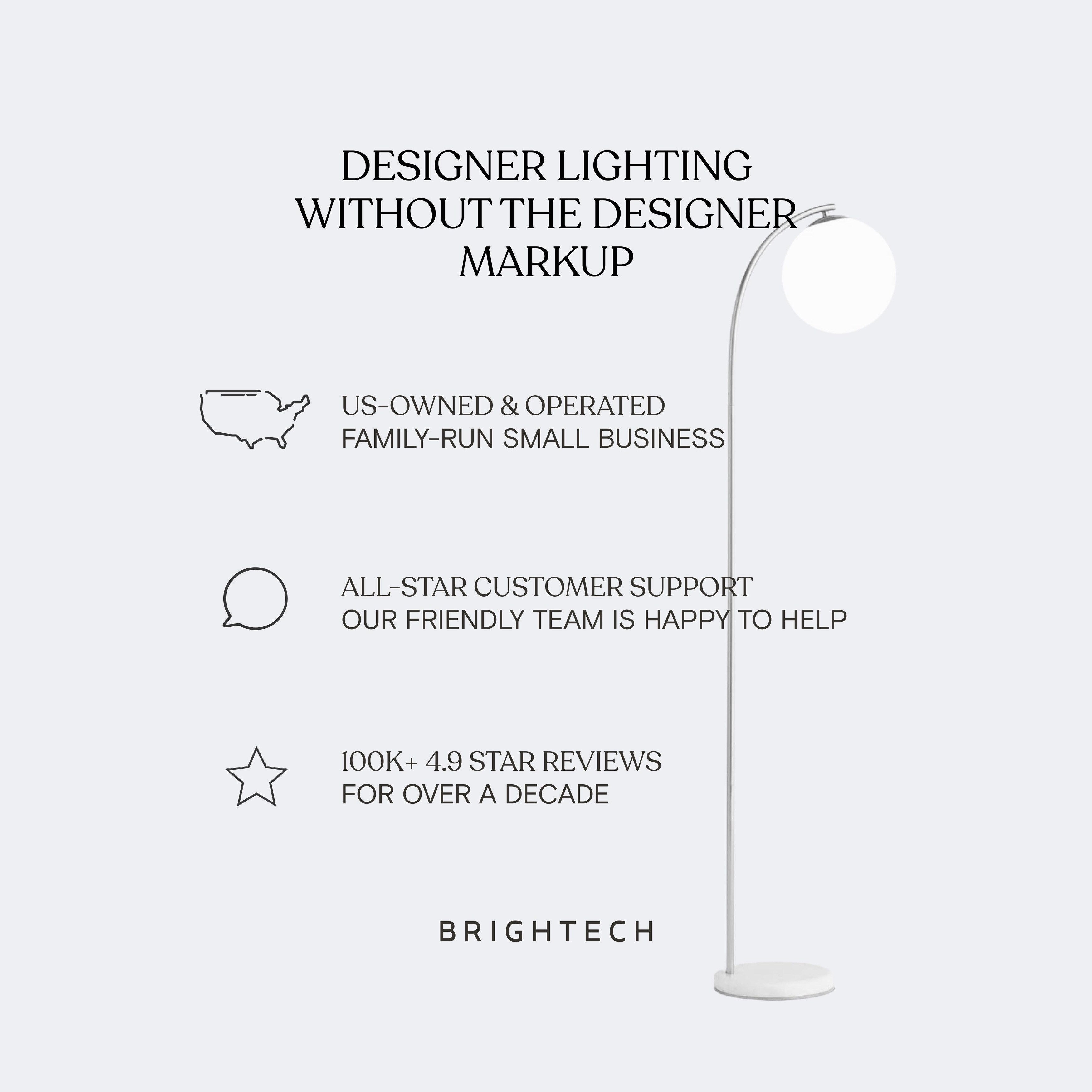 Lampadaire industriel Brightech Leaf de 53 po à DEL à intensité variable à 3 voies avec abat-jour empire en métal laiton
