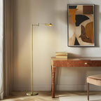 Lampadaire industriel Brightech Leaf de 53 po à DEL à intensité variable à 3 voies avec abat-jour empire en métal laiton