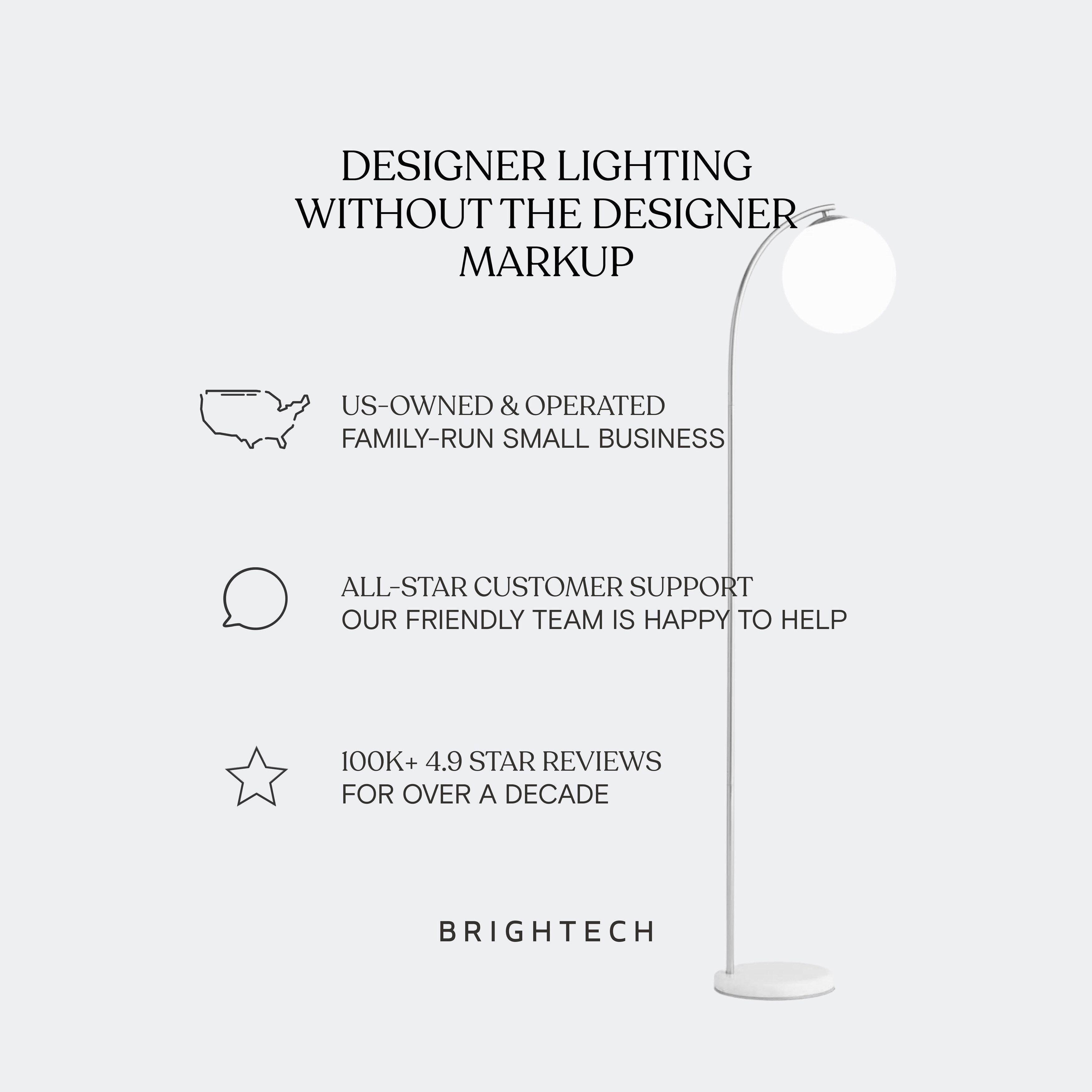 Lampadaire industriel Brightech Leaf de 53 po à DEL à intensité variable à 3 voies avec abat-jour empire en métal laiton