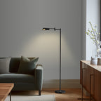 Lampadaire industriel Brightech Leaf de 53 po à DEL à intensité variable à 3 voies avec abat-jour empire en métal laiton