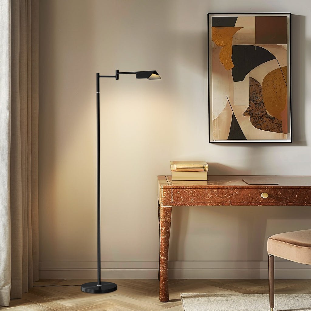 Lampadaire industriel Brightech Leaf de 53 po à DEL à intensité variable à 3 voies avec abat-jour empire en métal laiton