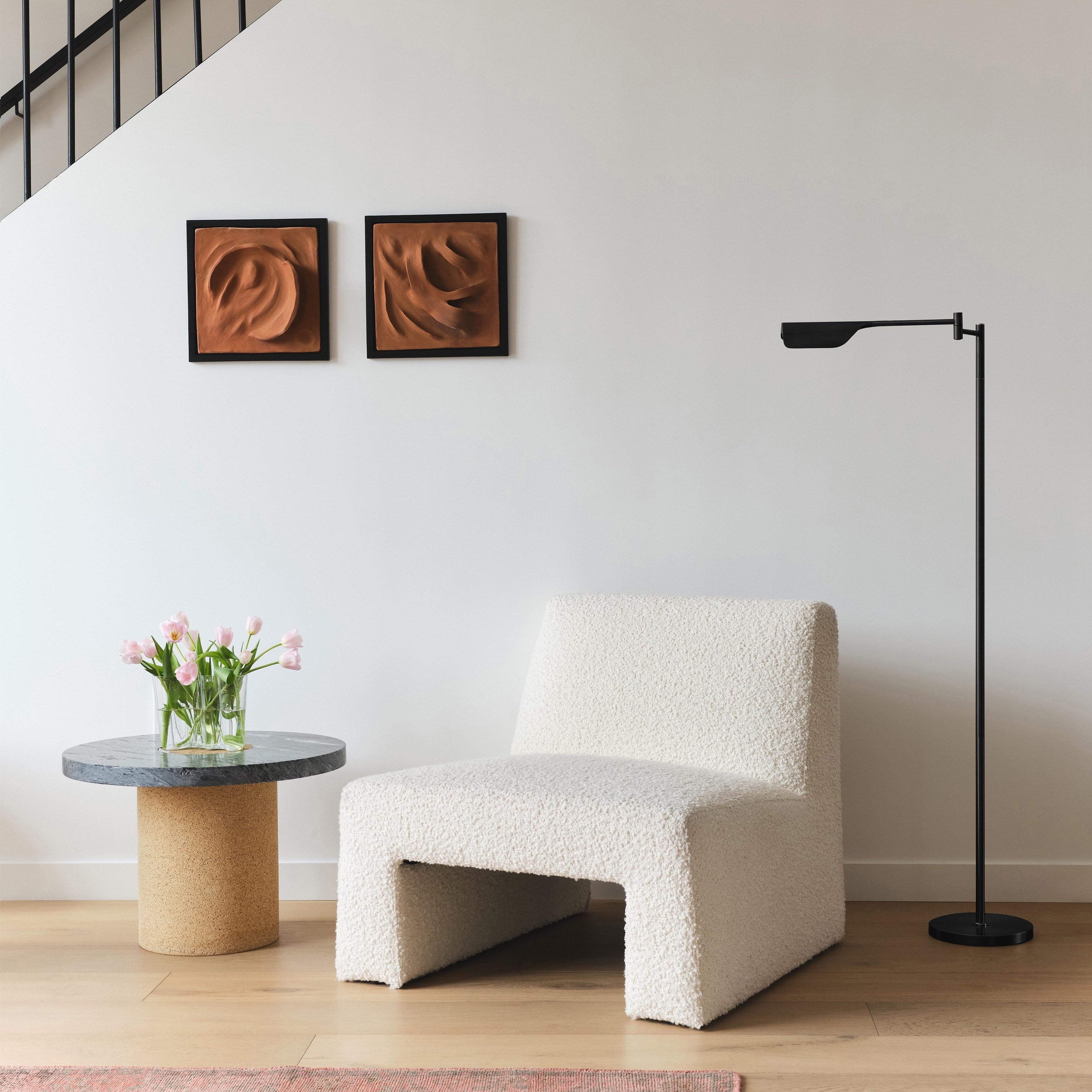 Lampadaire industriel Brightech Leaf de 53 po à DEL à intensité variable à 3 voies avec abat-jour empire en métal laiton