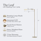 Lampadaire industriel Brightech Leaf de 53 po à DEL à intensité variable à 3 voies avec abat-jour empire en métal laiton