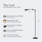 Lampadaire industriel Brightech Leaf de 53 po à DEL à intensité variable à 3 voies avec abat-jour empire en métal laiton
