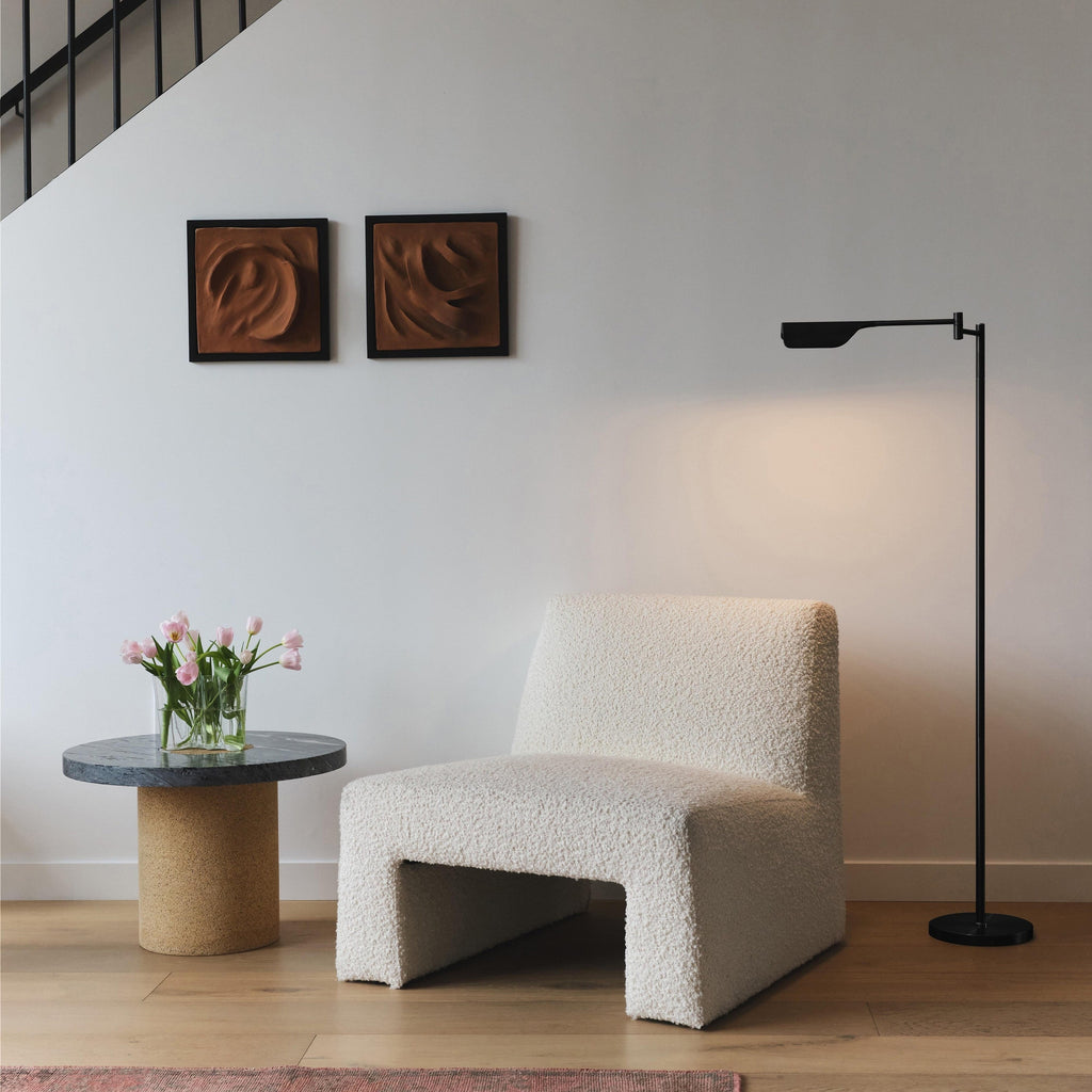 Lampadaire industriel Brightech Leaf de 53 po à DEL à intensité variable à 3 voies avec abat-jour empire en métal laiton