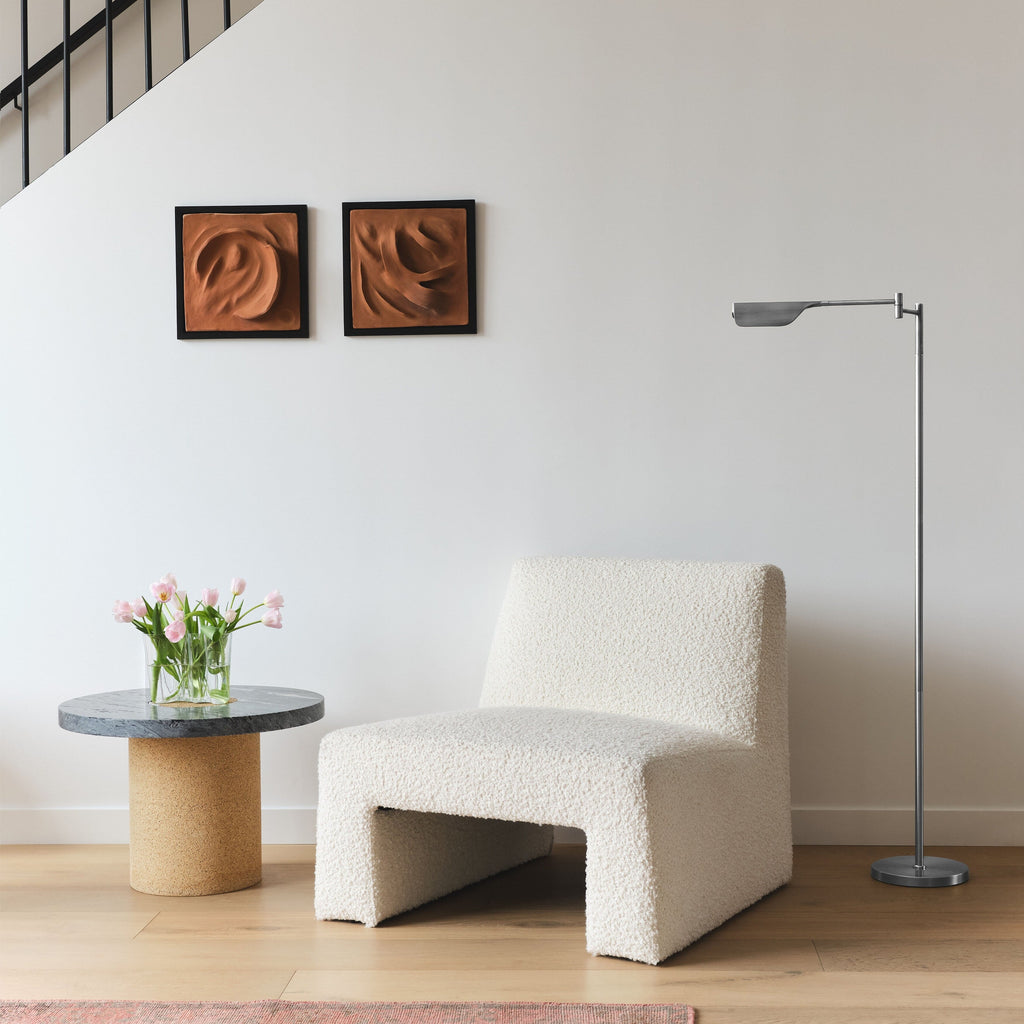 Lampadaire industriel Brightech Leaf de 53 po à DEL à intensité variable à 3 voies avec abat-jour empire en métal laiton