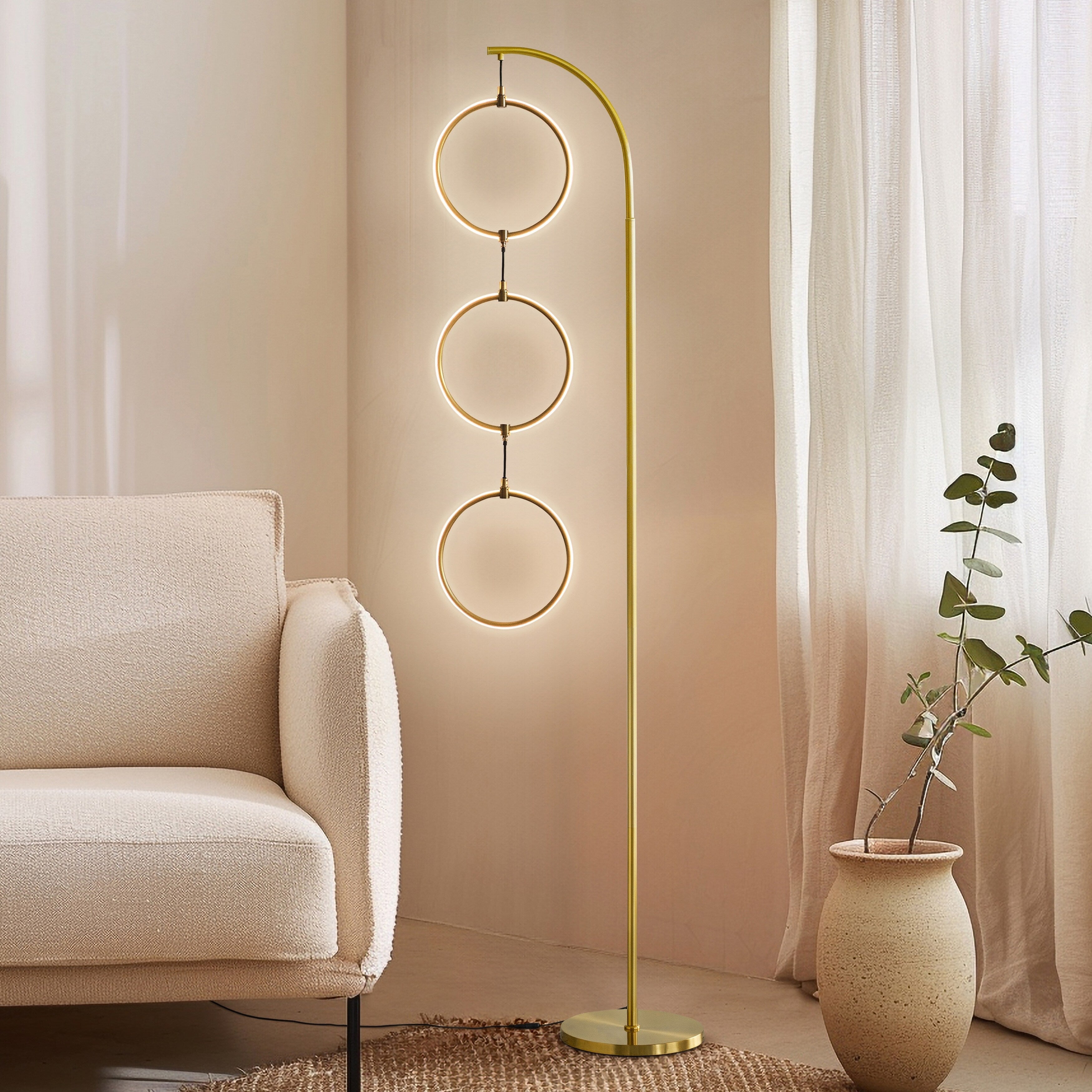 Lampadaire industriel Brightech Nova 74 po à 3 anneaux lumineux à DEL ultra-lumineux avec variateur à 3 voies