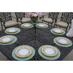 Ensemble de salle à manger de patio 9 pièces avec coussins et table à manger carrée de 64 po