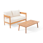Ensemble causeuse d'extérieur en bois d'acacia Brooklyn avec table basse par Christopher Knight Home