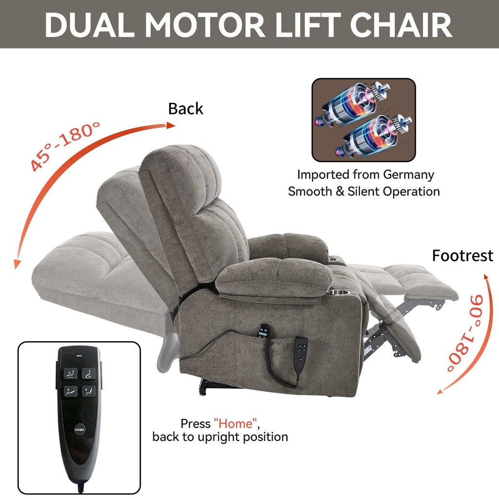 Fauteuil inclinable électrique à double moteur marron, position infinie, jusqu'à 350 lb, en chenille, mécanisme de mouvement robuste