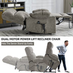 Fauteuil inclinable électrique à double moteur marron, position infinie, jusqu'à 350 lb, en chenille, mécanisme de mouvement robuste