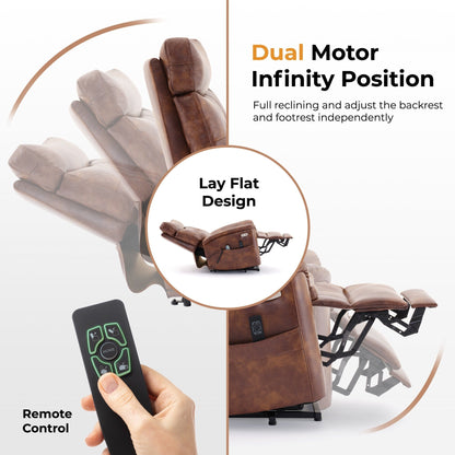 Fauteuil inclinable électrique marron à double moteur avec massage et ports USB