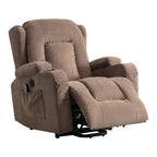 Fauteuil inclinable électrique marron avec chauffage, massage, port de charge USB et rangement latéral, réglable pour personnes âgées