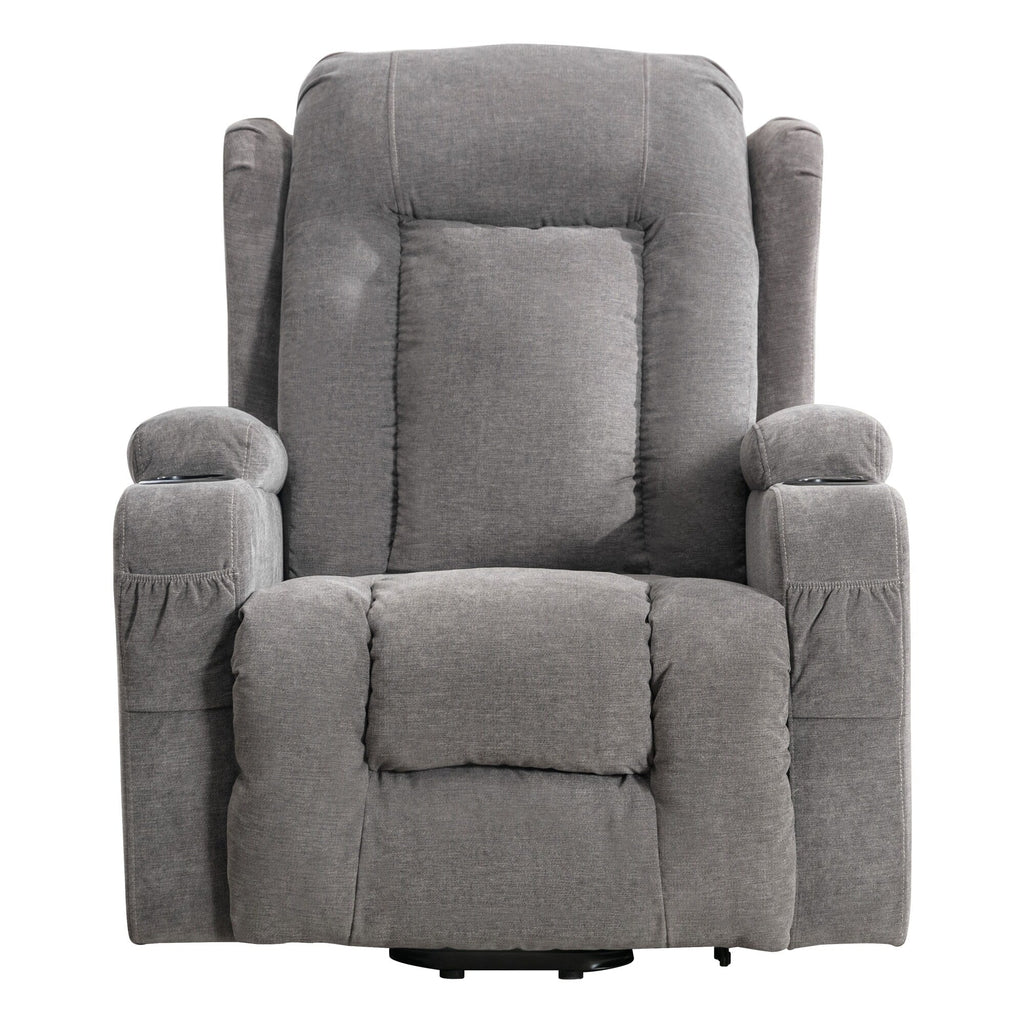 Fauteuil inclinable électrique marron avec chauffage, massage, chargement USB et rangement latéral, inclinaison réglable pour personnes âgées