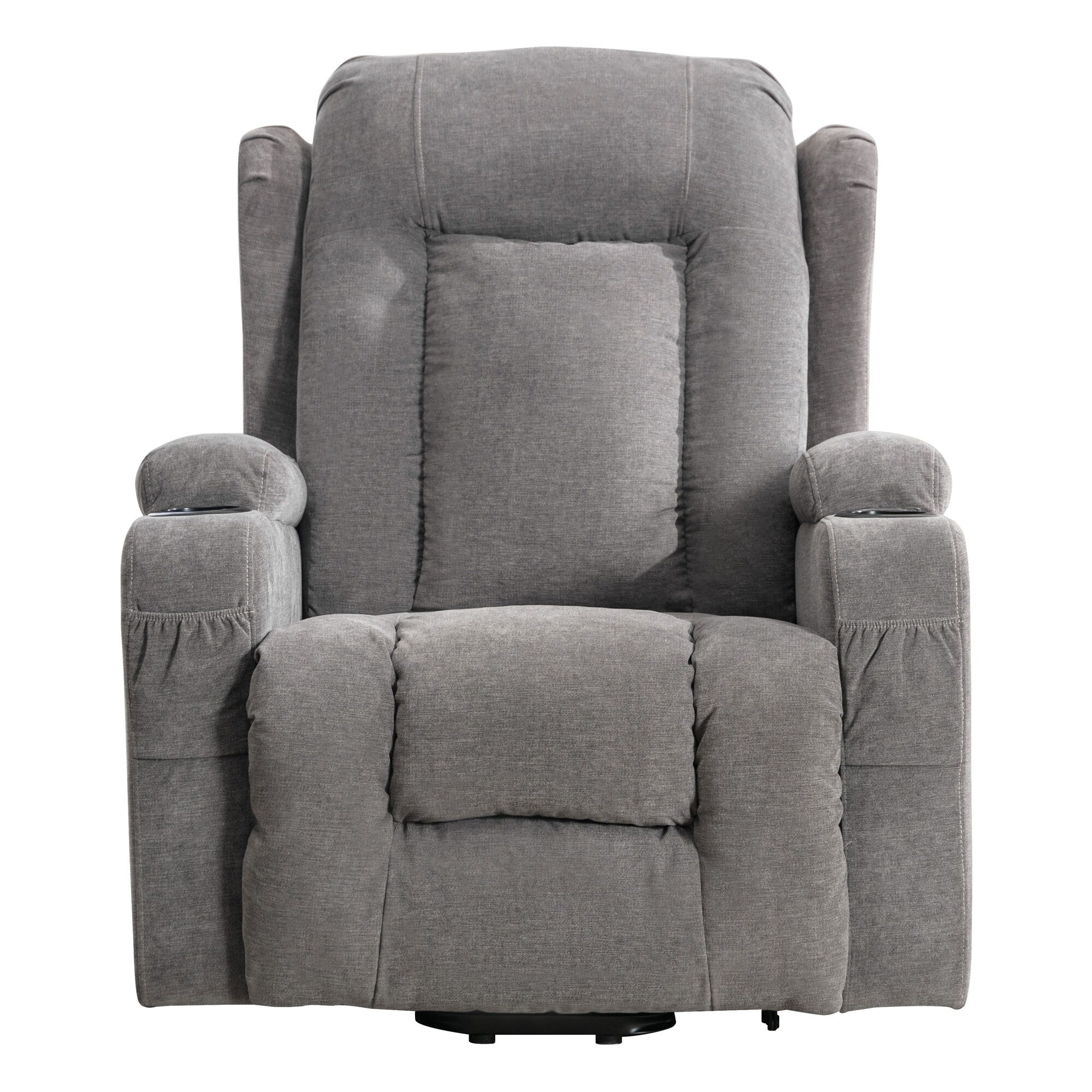 Fauteuil inclinable électrique marron avec chauffage, massage, chargement USB et rangement latéral, inclinaison réglable pour personnes âgées
