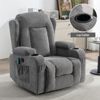Fauteuil inclinable électrique marron avec chauffage, massage, chargement USB et rangement latéral, inclinaison réglable pour personnes âgées