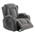 Fauteuil inclinable électrique marron avec chauffage, massage, chargement USB et rangement latéral, inclinaison réglable pour personnes âgées