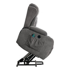 Fauteuil inclinable électrique marron avec chauffage, massage, chargement USB et rangement latéral, inclinaison réglable pour personnes âgées
